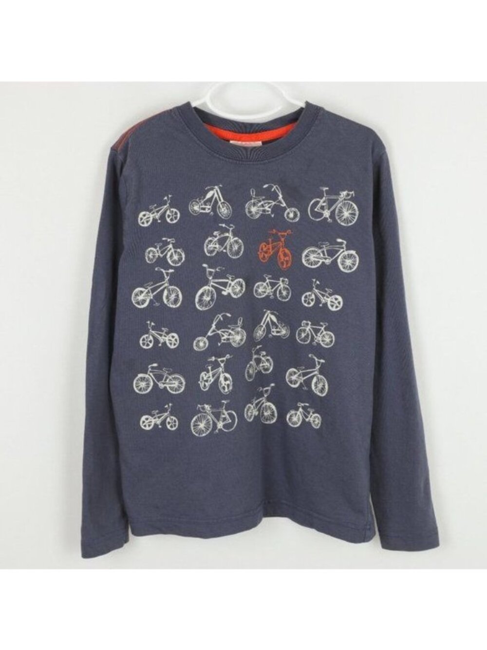 Hanna Andersson Boys Size 10 Blue Cotton Bicycle Crewneck Long Sleeve Tee